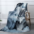 thumbnail image 2 of Joocar Wolf Couple Moon Night Scene Flannel Throw Blanket For Winter Gift Home Sofa Bed Decoration 60x80 inch, 2 of 5