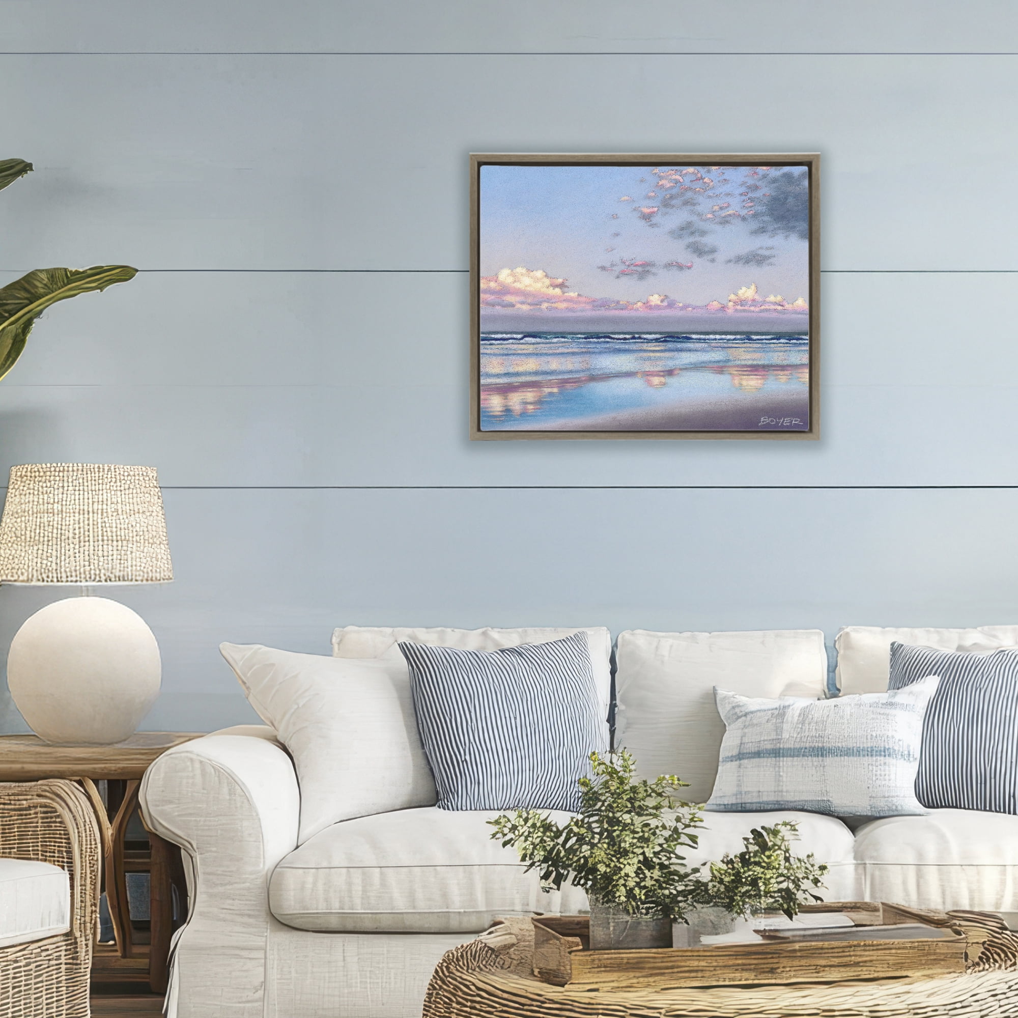 Stupell Industries Nature's Poetry Seascape Brown Framed Floater Canvas Wall Art, design by Susy Boyer