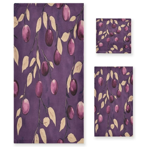 Three-Piece Towel Set Face Towel Towel Set Hand Towel Bath Towel Cotton Bath Towels Bath Towel Sets Hand Bath Towels Purple Plum