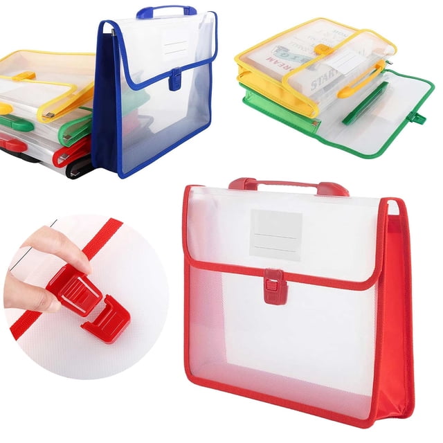 2026 School Document Organizer, A4 Expanding Plastic Envelope with Buckle, Translucent File Folder for 8 Sheets, Waterproof Storage for Coupons & Papers, Durable PP Material - Red