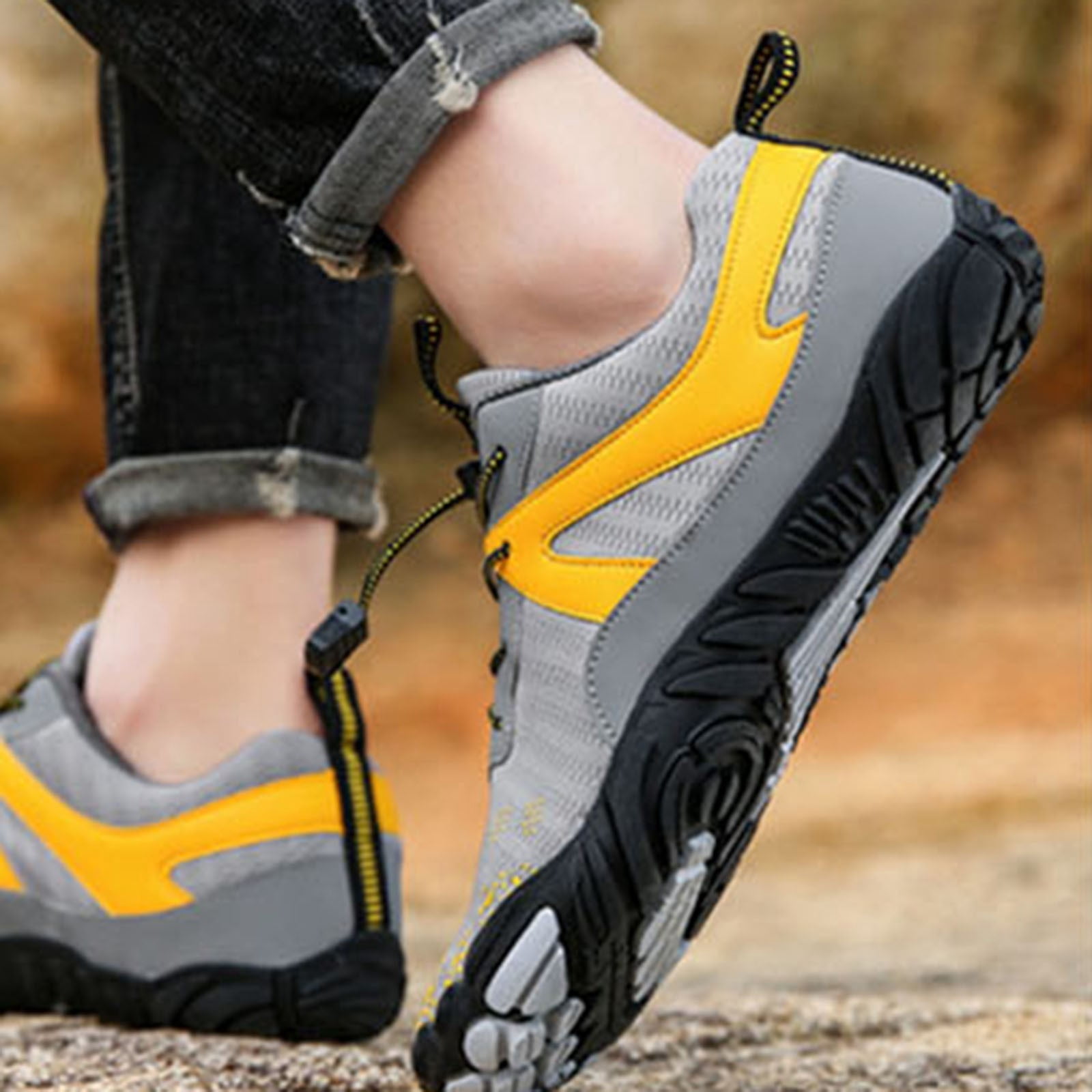Womens Barefoot Quick Dry Water Hiking Shoes Breathable Lightweight Non Slip Trail Outdoor Athletic Sneakers Gray,Size 5.5