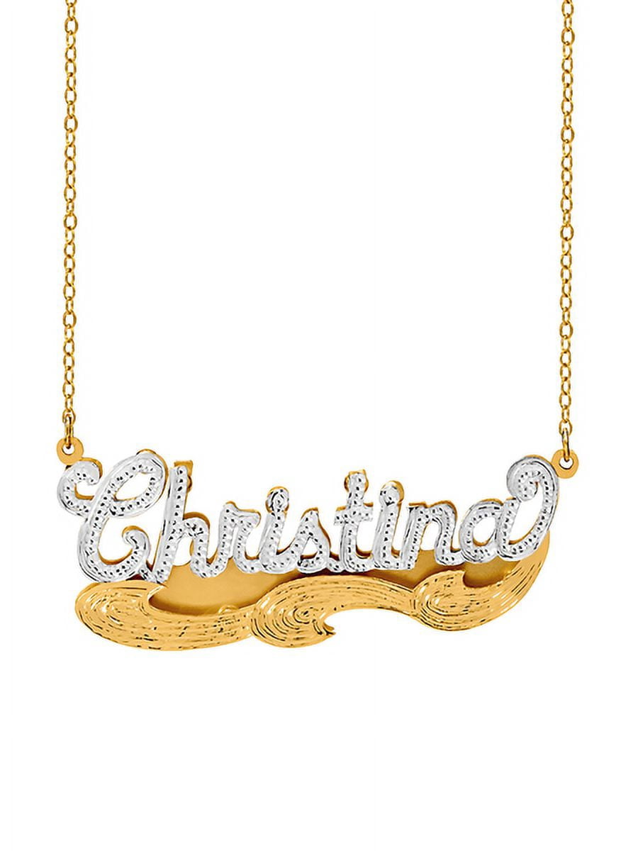 Personalized Name Necklace with Beading and Rhodium