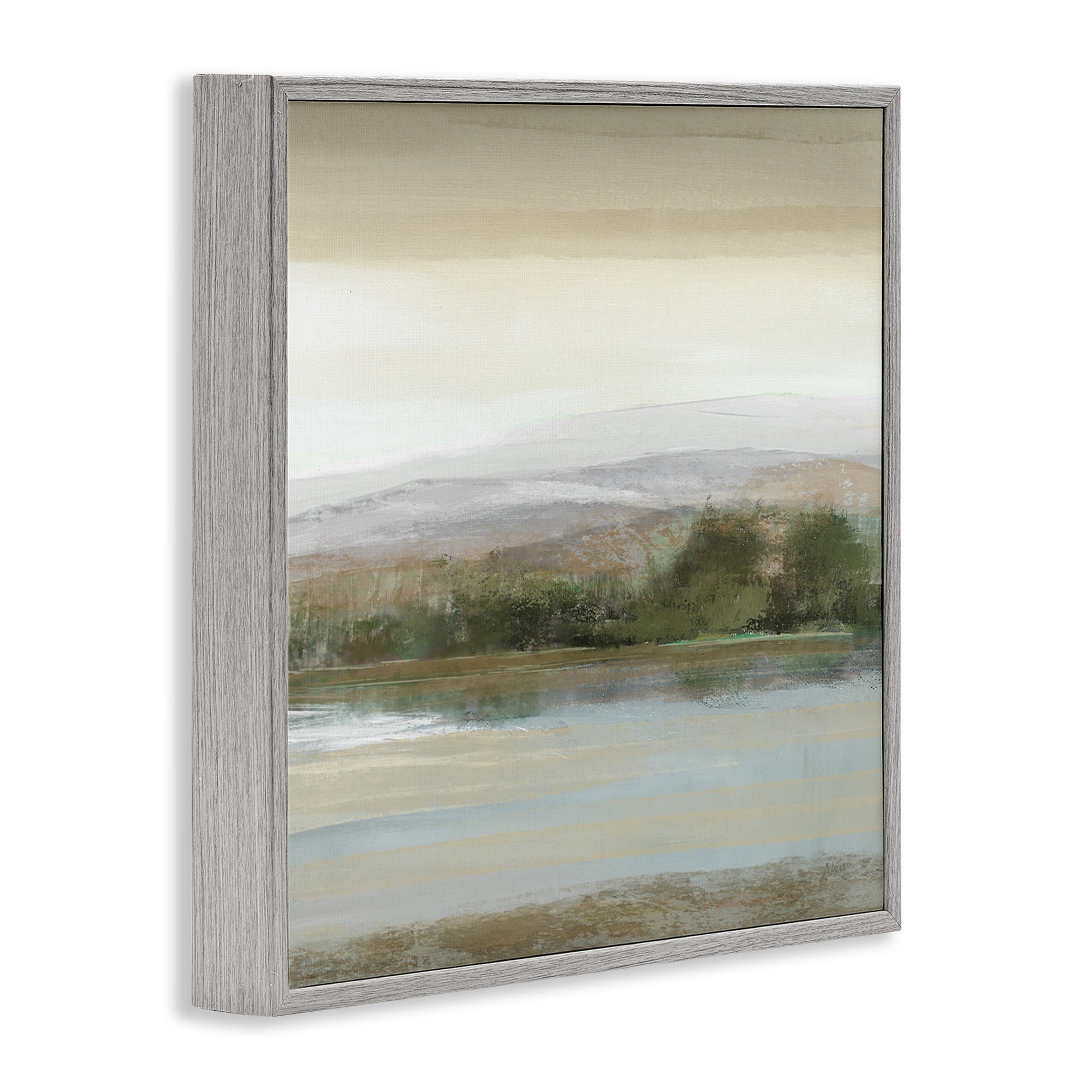 Stupell Industries Lake View Atmosphere Landscape Painting Gray Framed Art Print Wall Art, 24 x 24
