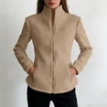 thumbnail image 6 of Breezora Women's Stand Collar Slim Fit Long Sleeve Jacket with Full Zip and Side Pockets for Casual Outerwear L Size Khaki, 6 of 7
