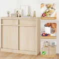 thumbnail image 3 of FOLDLIFE Double Trash Cabinet Tilt Out,Freestanding Trash Can Cabinet with 20 Gallon Storage,Hidden Pet-Proof Garbage Bin Cabinet Laundry Hamper for Kitchen,Dining Room,Living Room,Natural, 3 of 7
