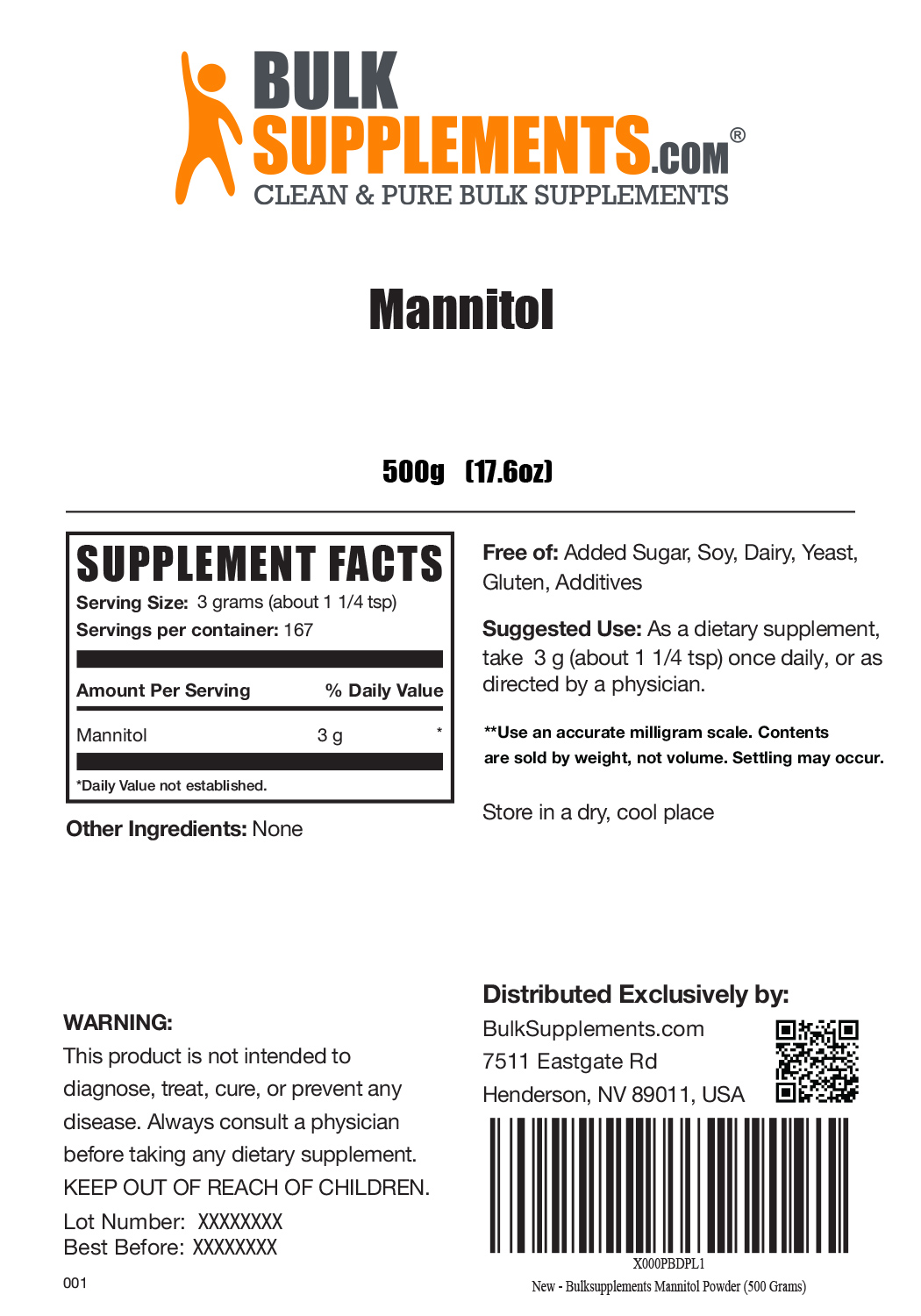 BulkSupplements.com Mannitol Powder - Mannitol Sweetener - Mannitol Powder Ultra Pure - Mannitol Sugar (500 Grams - 1.1 lbs) - image 2 of 5