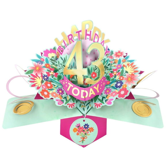 Happy 43rd Birthday 43 Today Pop-Up Greeting Card Love Kate's Pop Up Cards Her