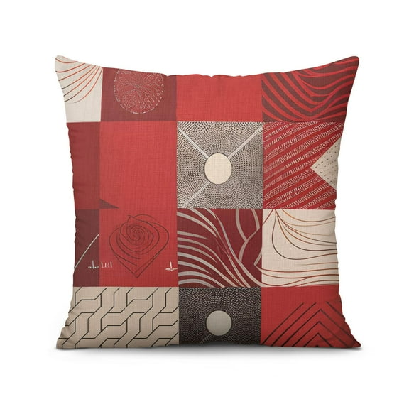 Happy Valentines Day Black Red Hearts Dots StripesThrow Pillow Covers 18 X 18 Inch, 1PCS, Linen Study Sofa Cushion Cover Indoor Living Room Home Decor（double-side）