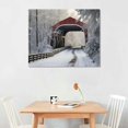 thumbnail image 2 of Nawypu Red Covered Bridge In The Winter; Canvas Wall Art Print, Countryside Artwork, 2 of 4