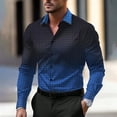 thumbnail image 2 of Camisa informal de negocios con estampado 3D de cuadros que cambia de color claro 2024 para hombre, formal, de primavera y verano, con solapa, manga larga, azul, S-5XL, 2 of 4