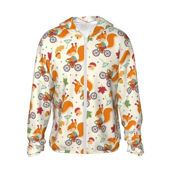 Vsdgher Sweat à Capuche Imprimé Écureuil de Forêt pour Hommes et Femmes, Protection Solaire à Manches Longues pour la Pêche et la Course - Grand