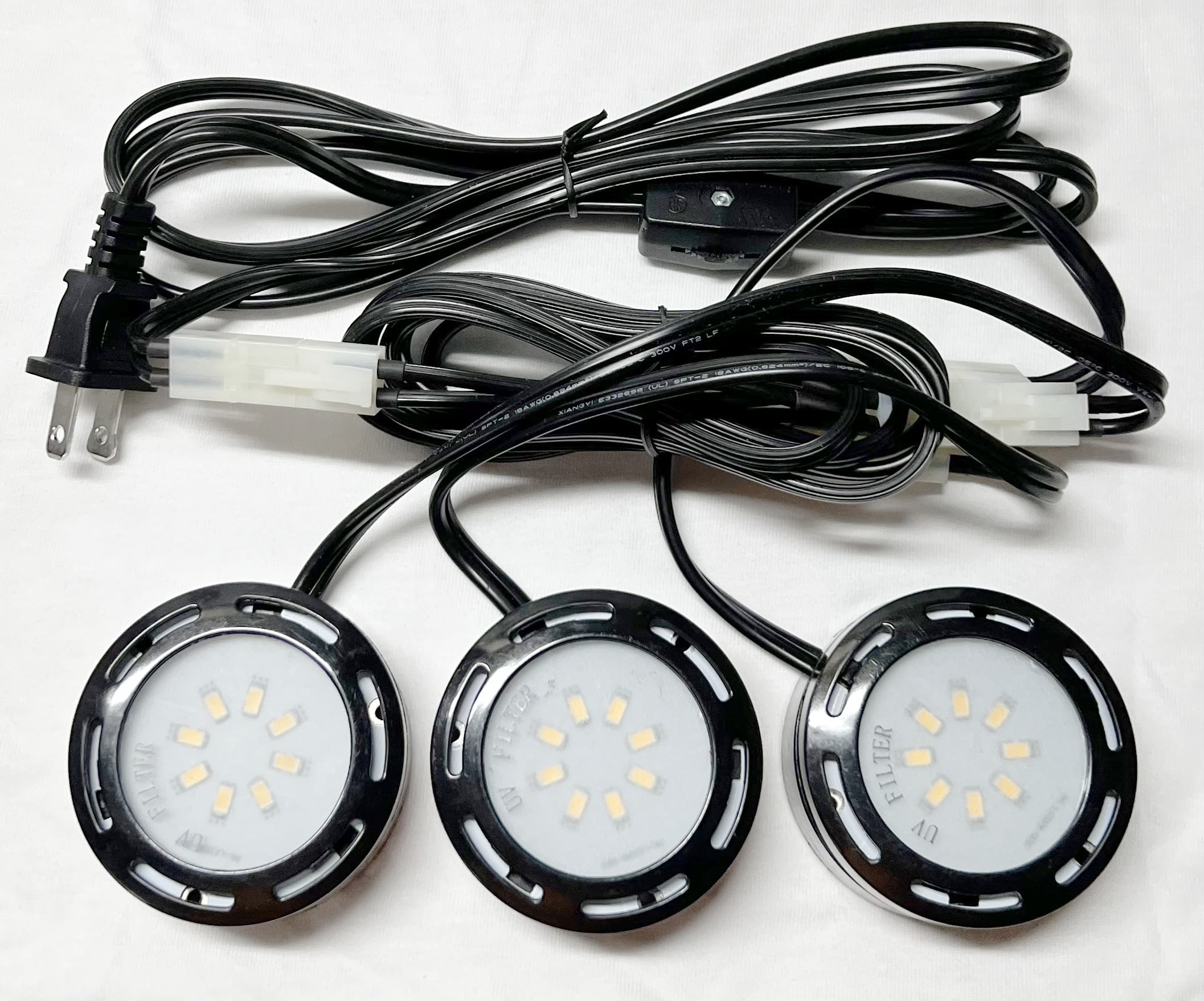 Under Counter LED Puck Light Accent Kit 120V 4W Plug-in (Set of 3 Lights) Black