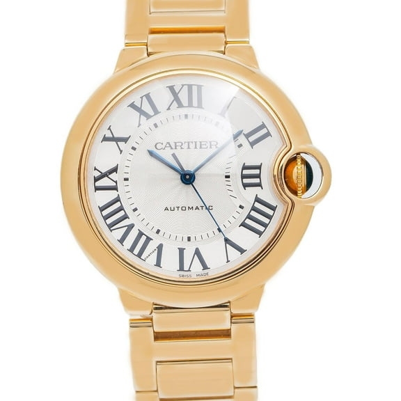 Pre-Owned Cartier Ballon Bleu WGBB0046 Yellow Gold 36MM Silver Dial