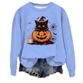 thumbnail image 4 of Women's Hoodedless Sweatshirt for Wear with Halloween Graphic Casual Pullover Top for Spring and Autumn Fashion Streetwear Light Blue S, 4 of 4