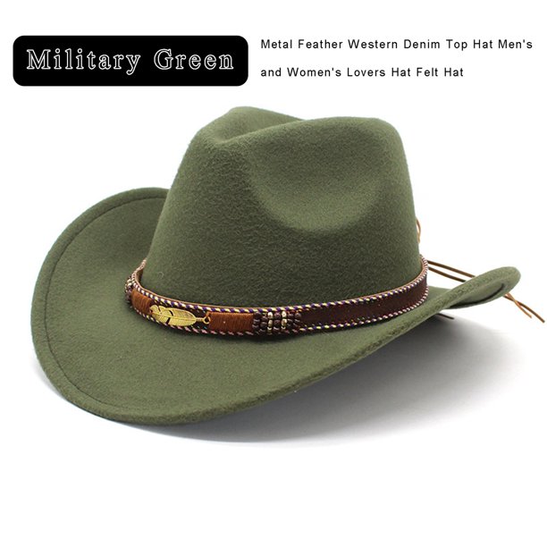 Western Cowboy Cowgirl Hat Felt Wide Brim Women Men Fedora  display picture 3