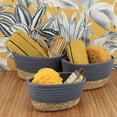 thumbnail image 4 of Evideco French Home Goods Stackable Cotton Storage Basket Gray Texture/Embroidery (3 Pack), 4 of 8