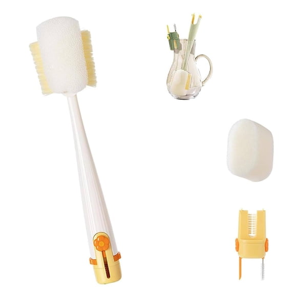 12" 5 in One Bottle Cleaning Brush, Multifunctional 5 in 1 Cup Brush Set, Water Bottle Straw Brushes for Cleaning for Baby Bottles Tumblers Glass Cups, Travel Mugs and Kitchen Use(Green)