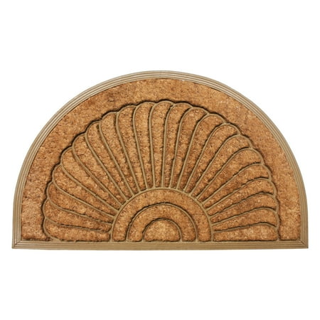 Dii Half Round Beige Sunburst Coir Rubber Doormat Half Round