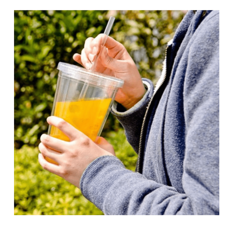 (54 or 108 Cups) Yard Cups with Yellow Lids and Straws - 14oz - for Margaritas, Cold Drinks, Frozen Drinks, Kids Party