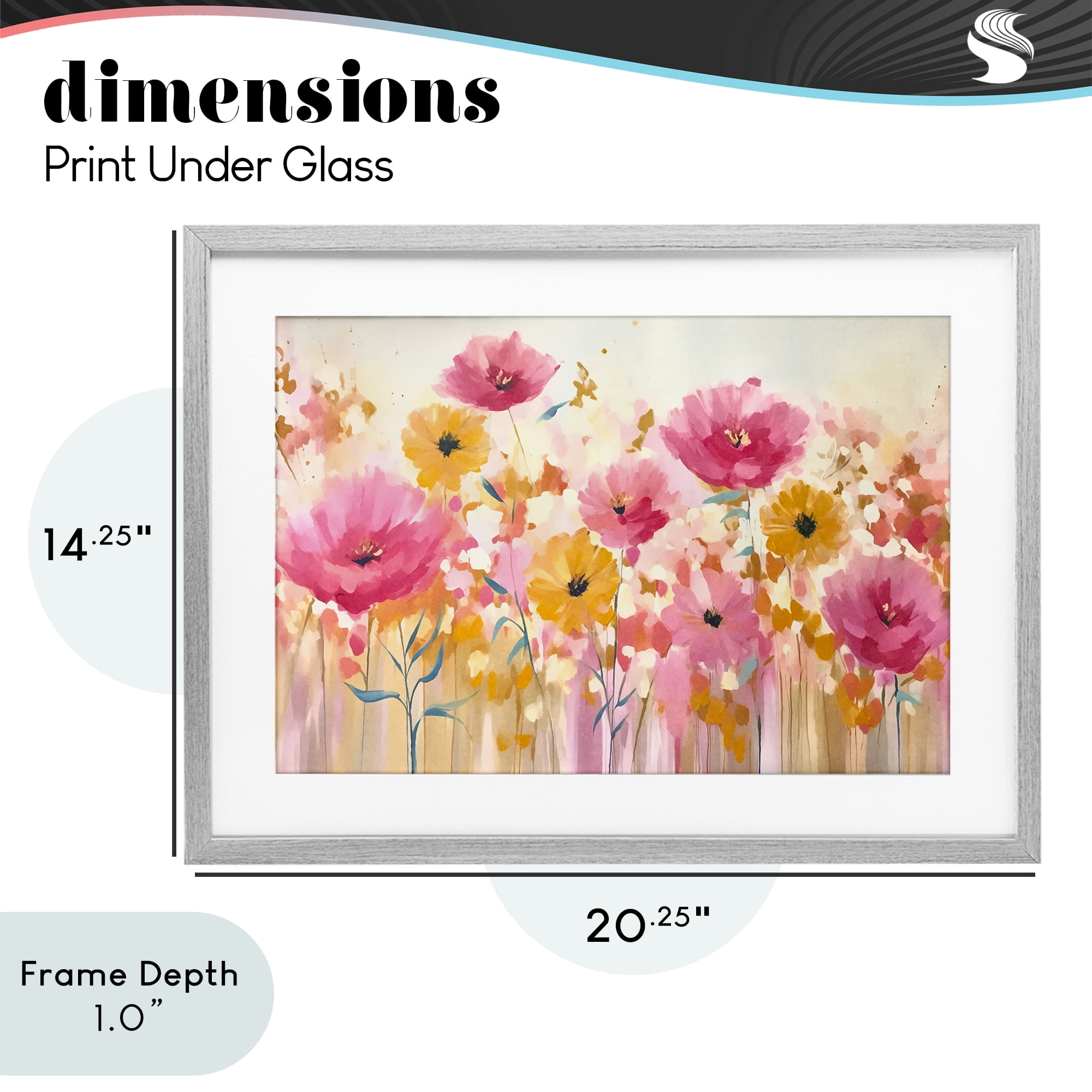 Stupell Industries Blooming Whimsy Pink & Yellow Gray Framed Print Under Glass, design by Andrea Haase