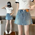 thumbnail image 2 of RMGVDSD Girls Summer Denim Skirts Trendy Elastic Waist Denim Skirt Fashion Casual Jean Skirt Shorts Mini Skirts Comfy Loose Fit Pants For 4-5 Years, 2 of 6