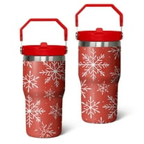 20 Oz Tumbler Red and White Snowflakes Tumbler with Lid and Straw, Birthday Gift Cup for Friend Women Men Coffee Travel Mug Thanksgiving Day Halloween Christmas Gift Water Bottle
