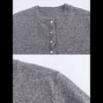 thumbnail image 4 of Suéter Tipo Cárdigan Corto para Mujer, Moderno, con Cuello Redondo, Volantes, Larga, Botones, Prendas de Punto. Gris S, 4 of 6