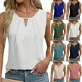 thumbnail image 6 of Lovskoo Womens Summer Tank Top Sleeveless V Neck Keyhole Business Casual Outfits 2024 Basic Loose Dressy Linen Work Shirt Light Blue, 6 of 6