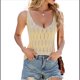 thumbnail image 1 of Camisetas Sin Mangas de Punto para Mujer, con Cuello en V y Ojales, Camisetas Básicas de Verano, Modernas, Informales, Ajustadas Albaricoque S, 1 of 10