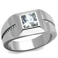 thumbnail image 1 of Men High Polished Stainless Steel Ring with AAA Grade CZ in Clear - Size 13, 1 of 1