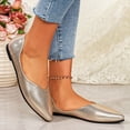 thumbnail image 3 of Flat Shoes for Women Pointed Toe Comfortable Business Casual Work Shoes Dressy Leather Slip on Comfy Footbed Walking Shoes Gold Size 7, 3 of 7