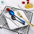 thumbnail image 3 of Deago 4pcs Rainbow Color Flatware Set Dinner Steak Knives Forks Spoons Teaspoons Cutlery Set Service for 1 (SILVER), 3 of 8