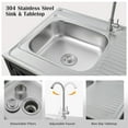 thumbnail image 4 of Outdoor Sink Station w/ Stainless Steel Sink & Top, Portable Rolling Sink w/ Faucet & Metal Cabinet, 4 of 7