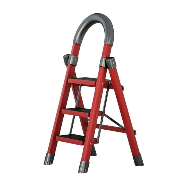 Taburete Kusrkot de escalera plegable ligero portátil para el hogar interior al aire libre Rojo