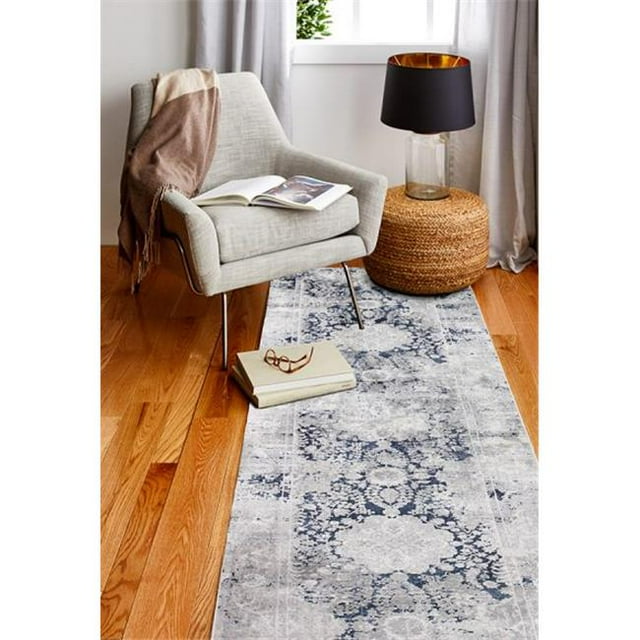 3 ft. 6 in. x 5 ft. 6 in. Capri Collection Contemporary Polyester Power Loom Area Rug, Grey & Blue