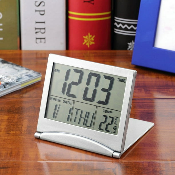 SPRING PARK Digital Travel Alarm Clock Foldable Calendar Temperature