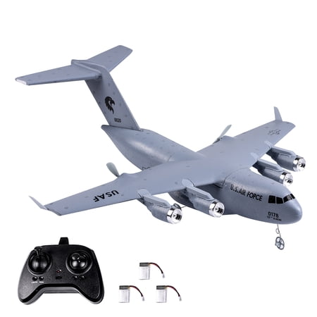 Remote Control Airplane, Transport 390mm Wingspan 2.4GHz 2CH 6-Axis Gyro EPP Remote Control Glider RTF for Beginner - 3 Batteries