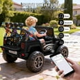 thumbnail image 5 of 24V Kids Electric Ride-on Car, 2-Seater Off-Road Vehicle with Bluetooth Music, 3 Speeds, Spring Suspension, LED Lights & Parental Remote - Electric Toy Car for Children Ages 3-8, Black, 5 of 9