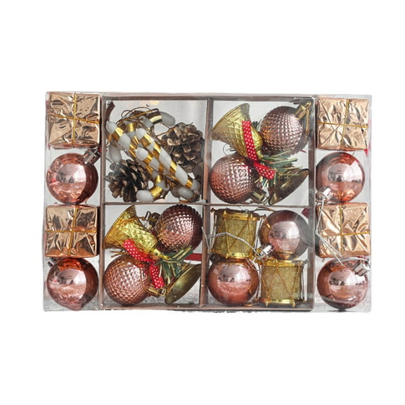 Chanana Christmas Tree Ornaments Decorations, Assorted Copper Gold Shatterproof Decorative Hanging Christmas Ball Ornaments Bulk,Xmas Tree Tabletop Decorations for Holiday Decor