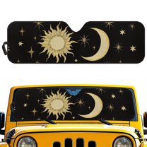 FUIALDOLG Moon&Sun Car Windshield Sun Shade Cute Front Window Car Sunshade Windshield Blocks UV Rays Sun Visor Protector for Truck Off-road Vehicle Accessories