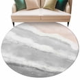 thumbnail image 2 of Gray Beach Waves Round Living Room Rugs 6 ft, Nautical Coastal Abstract Gradient Ocean Wave Washable Area Rug with Non-Slip Sturdy Edge Binding Round Carpet for Kitchen Office Bedroom, 2 of 9