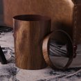 thumbnail image 5 of Papelera de plástico con imitación de madera estilo retro, para el hogar, el baño, la sala de estar, la cocina y el dormitorio, con anilla de prensa descubierta, 5 of 5