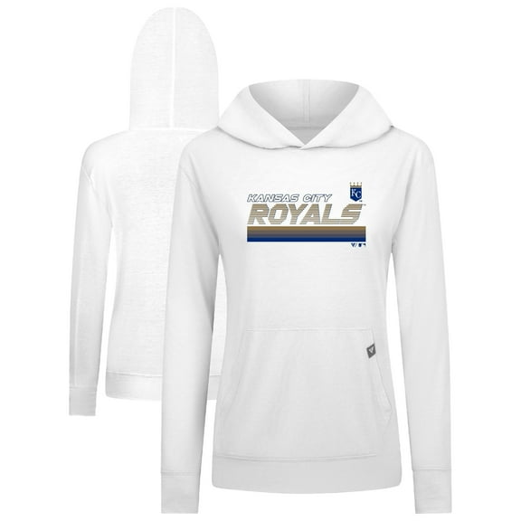 Women's Levelwear White Kansas City Royals Relay Breaker Pullover Hoodie