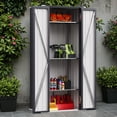 thumbnail image 2 of Patiowell, 26cu.ft Tall Black Steel Shed with 3-Tier Shelves - Vertical Organizer Shed for Garden/Tools, 2 of 9