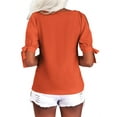 thumbnail image 3 of Langwyqu Cold Shoulder Women Solid Color V-Neck Shirt Blouse, 3 of 5