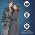 thumbnail image 6 of Elowel Pajamas Bathrobe for Men and Women Hooded Bath Robe Unisex Medium Grey, 6 of 8