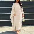 thumbnail image 2 of Elegant Satin Maxi Party Dress for Women Batwing Sleeves Round Neck Loose Flowing Abaya Robe, 2 of 5