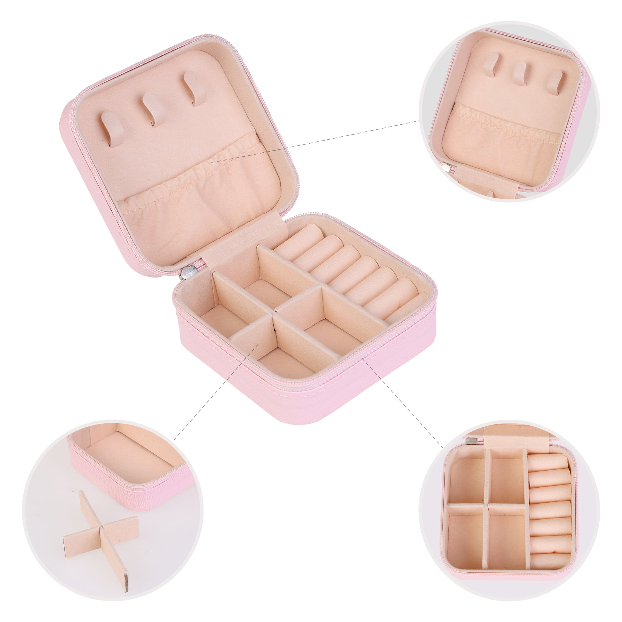 Unique Bargains Jewelry Box Small PU Leather Jewelry Organizer Case Storage Display Holder Pattern E