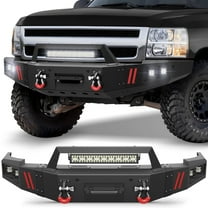 POFENZE Front Bumper for Chevrolet Silverado 1500 2007 - 2013 Truck Bumper with Winch Plate, Lights and D-rings