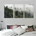 thumbnail image 3 of ONETECH Misty Forest Wall Art Green Nature Mountain Landscape Wall Decor for Living Room Nordic Foggy Pine Tree Scenic Canvas Prints Picture Painting Artwork 12''x16''X3 Panels, 3 of 4
